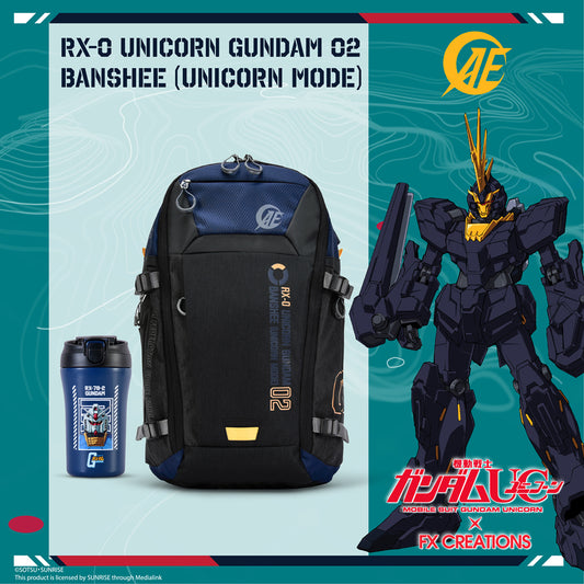 RX-0 Unicorn Gundam 02 Banshee Backpack & VACUUM INSULATED BOTTLE Bundle