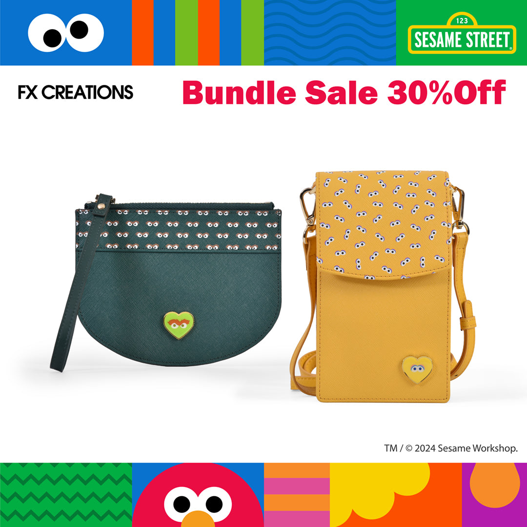 Oscar The Grouch Coin Wallet & Big Bird Phone Bag Set